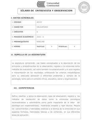 Silabo A0157 Entrevista Y Observación