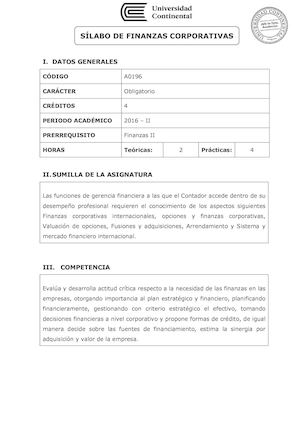 Silabo A0196 Finanzas Corporativas