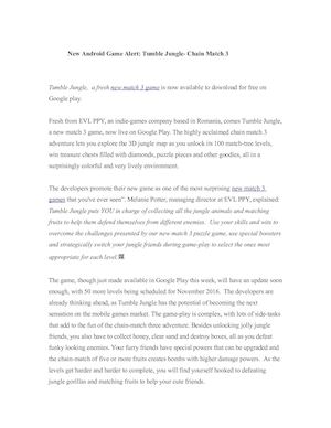 New Android Game Alert: Tumble Jungle- Chain Match 3