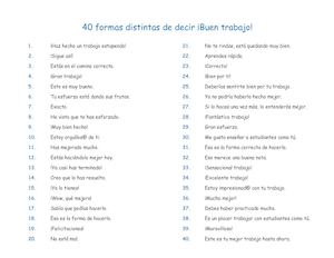 40 Formas De Decir Buen Trabajo