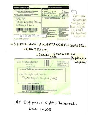 Servpro Accepts Offer To Contract Registered Mail Return Receipt Re133672205us