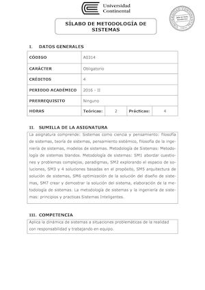Silabo A0314 Metodología De Sistemas