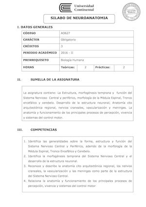 Silabo A0627 Neuroanatomía