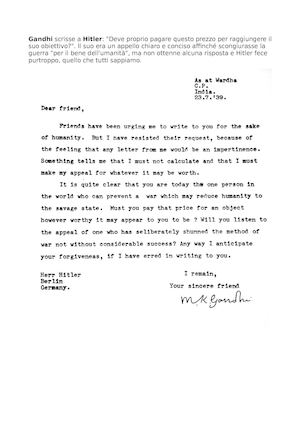Lettera Di Gandhi A Hitler Per Scongiurare La Guerra