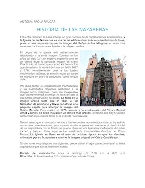 Historia De Las Nazarenas