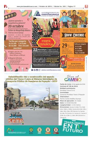 Edición No. 369 - Proclama del Cauca - Octubre de 2016 - Segunda Parte