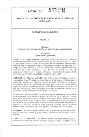 Ley 1617 Del 05 De Febrero De 2013 Distritos Especiales Turisticos