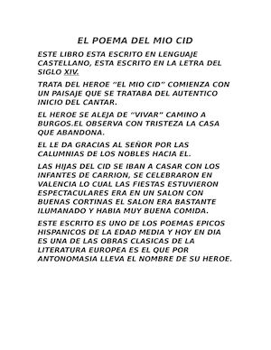 El Poema Del Mio Cid