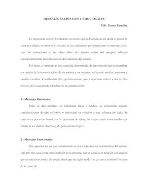 Mensajes Racionales Y Emocionales