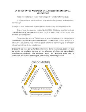 La Didáctica y su aplicación en el proceso de enseñanza - aprendizaje