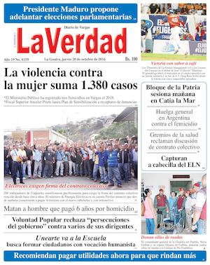 La Guaira, jueves 20 de octubre de 2016 Año 19 No. 6159