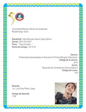 Facultad De Humanidades Universidad Mariano Galvez Guatemala Extencion Mazatenango Suchitepequez