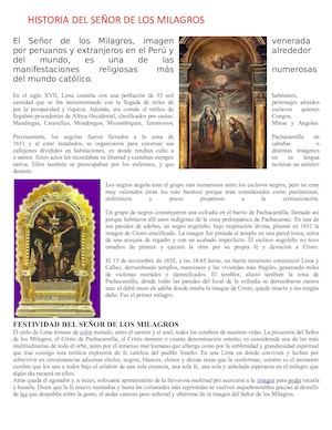 Historia Del Señor De Los Milagros