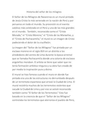 Historia Del Señor De Los Milagros