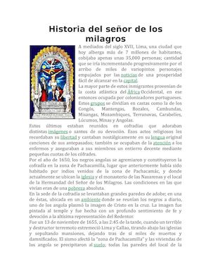 Historia Del Señor De Los Milagros