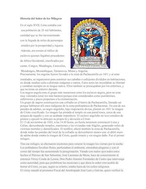 Historia Del Señor De Los Milagros