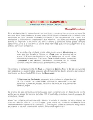 El Sindrome De Ganimedes Limitarse A Una Tarea Laboral