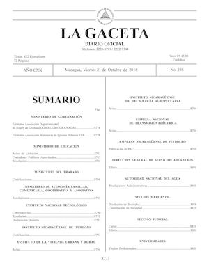 Gaceta No 198 Viernes 21 De Octubre De 2016