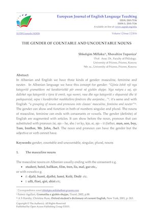 THE GENDER OF COUNTABLE AND UNCOUNTABLE NOUNS