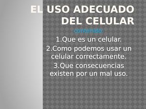 El Uso Adecuado Del Celular