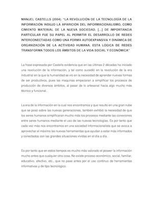 Reflexión Frase De Manuel Castells