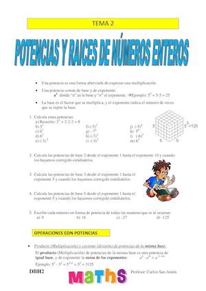 Dbh2 Tema2 Potencias Y Raices Cuadradas