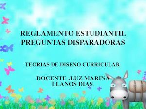 Reglamento Estudiantil Preguntas disparadoras.