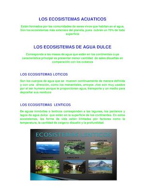 Los Ecosistemas Acuaticos