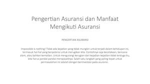 Pengertian Asuransi Dan Manfaat Mengikuti Asuransi