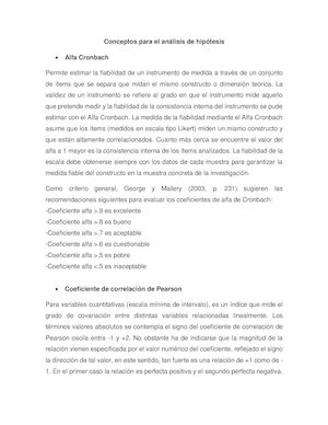 Conceptos Para El Análisis De Hipótesis