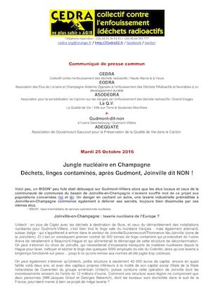 Communiqué/ Jungle nucléaire en Champagne