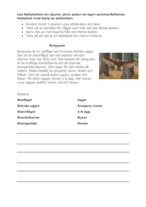 Förberedelse Nationella Prov åK 3, Sammanfatta Faktatexten