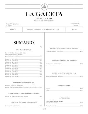 Gaceta No 201 Miércoles 26 De Octubre De 2016