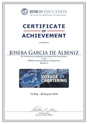 BIMCO VOYAGE CHARTERING CERTIFICATE