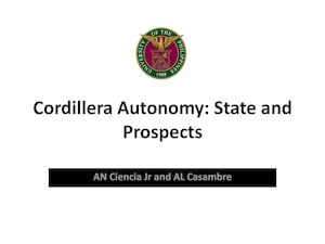 PROFS CIENCIA & CASAMBRE Cordillera Autonomy State & Prospects LONG VERSION