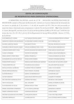 Edital De Convocação Exercício Mob Brusque