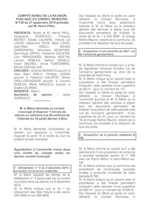 Conseil N°130 Du 27 Septembre 2016