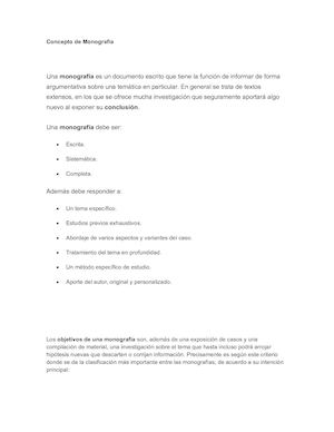 Concepto De Monografía