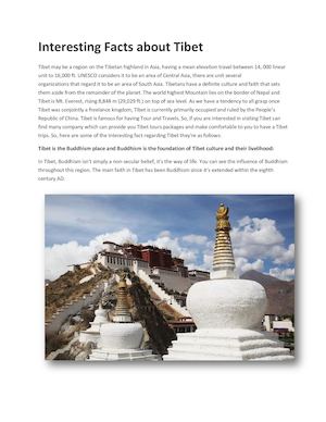 Interesting Facts About Tibet