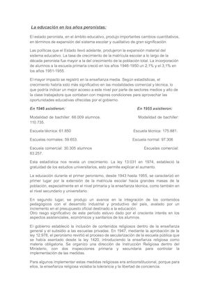 La Educaciòn En Los Años Peronistas