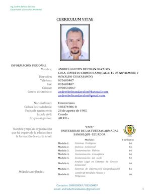 HOJA DE VIDA -  ANDRÉS BELTRÁN