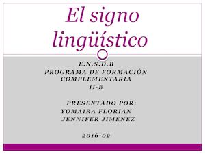 El Signo Lingüístico