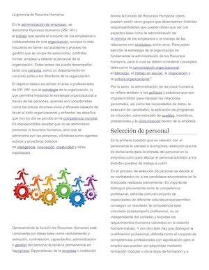 La Gerencia De Recursos Humanos