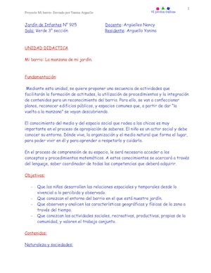 Unidad Didactica Mi Barrio