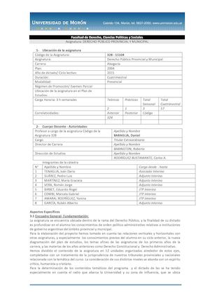 Programa Derecho Público Provincial y Municipal