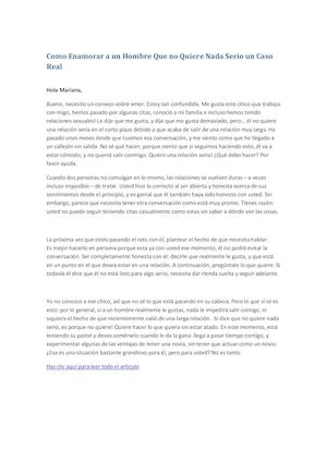 Como Enamorar A Un Hombre Que No Quiere Nada Serio Un Caso Real