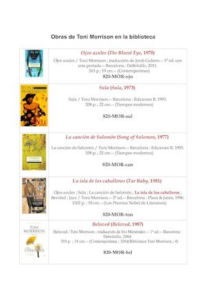 Obras de Toni Morrison en la Biblioteca