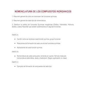 Nomenclatura De Los Compuestos Inorganicos
