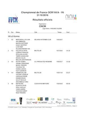 Resultats Officiels V6h405