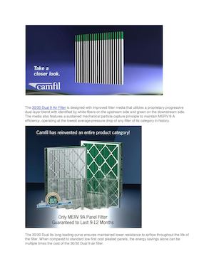 Camfil Introduces the 30/30 Dual 9 Air Filters